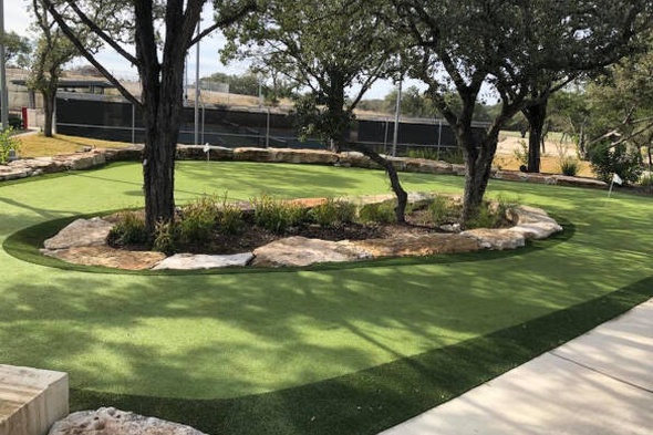 Metro New York residential backyard putting green grass